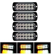 SEISSO 4-Pack 12 LED Amber Strobe Lights Vehicles Trucks Emergency Strobe Lights Kit 12V -24V War...