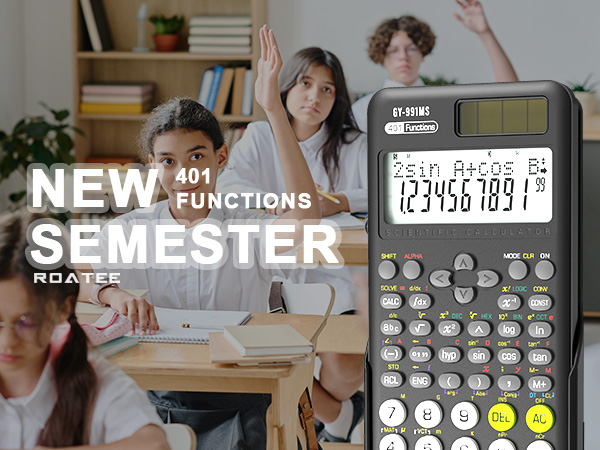 Scientific Calculator School Supplies, ROATEE 991MS 401 Functions 2-Line Display Desktop