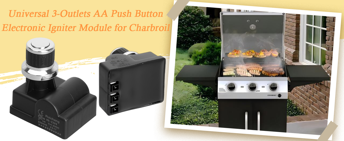 Universal 3-Outlets Igniter for Charbroil 463215512 463215714 463215513