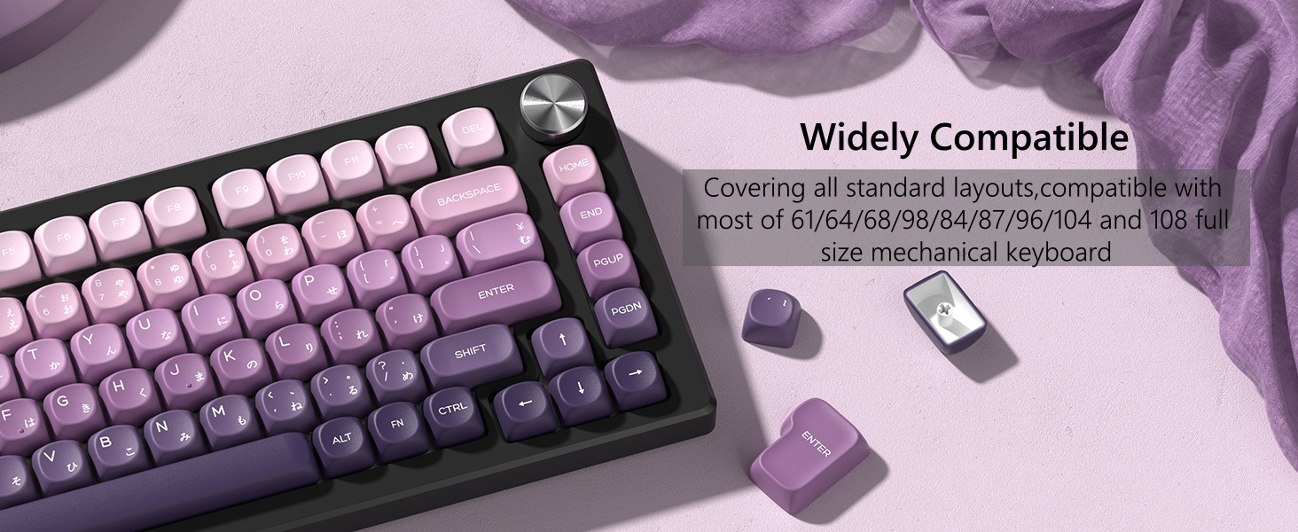 MOA Keycaps, PBT Keycaps, Japanese Keycaps 75 Percent, Gradient Purple Keycaps