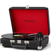 TANALNIN Vinyl Record Player, 3-Speed Bluetooth Portable Suitcase Turntable with Built-in Speaker...