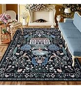 LIVEBOX Soft 8x10 Area Rugs for Living Room, Washable French Manor Black Area Rug for Bedroom, No...