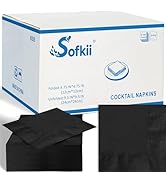 Sofkii 800 Count Black Cocktail Napkins, 4.75x4.75 Inch 2-Ply Disposable Paper Napkins, Bulk Beve...