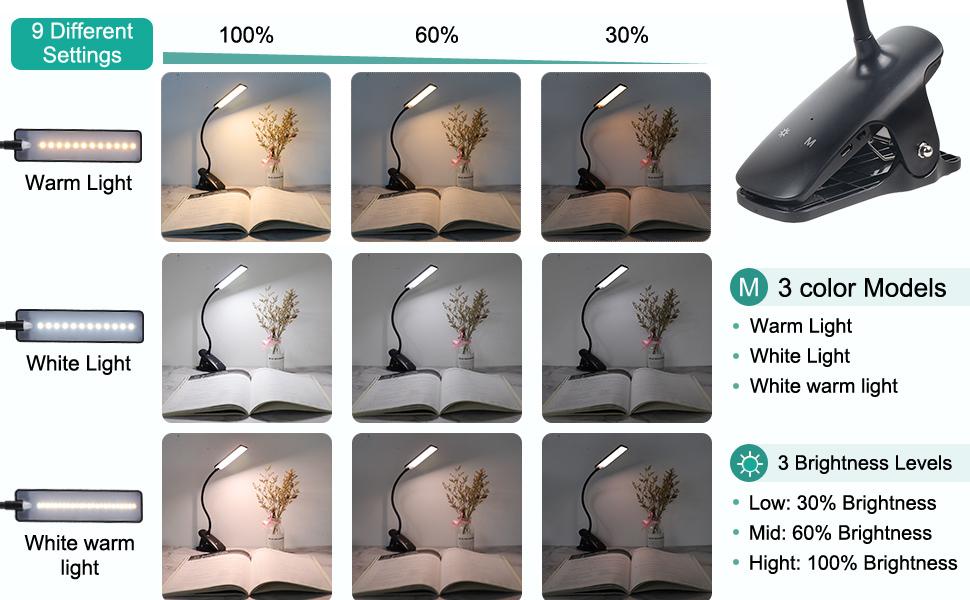 LED reading light with clip book lamp for beds clip light clip lamp book light for reading in bed