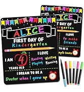 Jumlys First &amp; Last Day of School Chalkboard, 10 x 12 Inch Double Sided Back to School Sign for K...