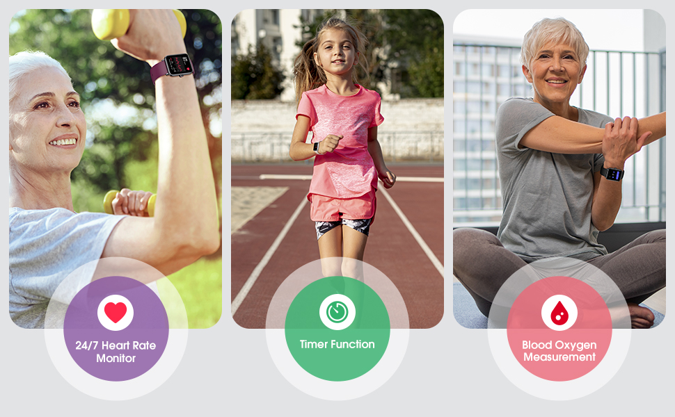 Pedometer for Walking -24/7 Heart Rate Monitor, Blood Oxygen Measurement, Timer Function.