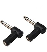 Oxsubor 1/4 Inch TRS to 3.5mm Right Angle Adapter,6.35mm Male to 3.5mm Female 90 Degree Stereo He...