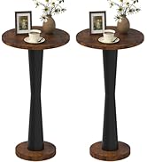 LAATOOREE Small Round Side Tables Set of 2, Wood Pedestal Drink Tables, Accent Coffee End Tables ...