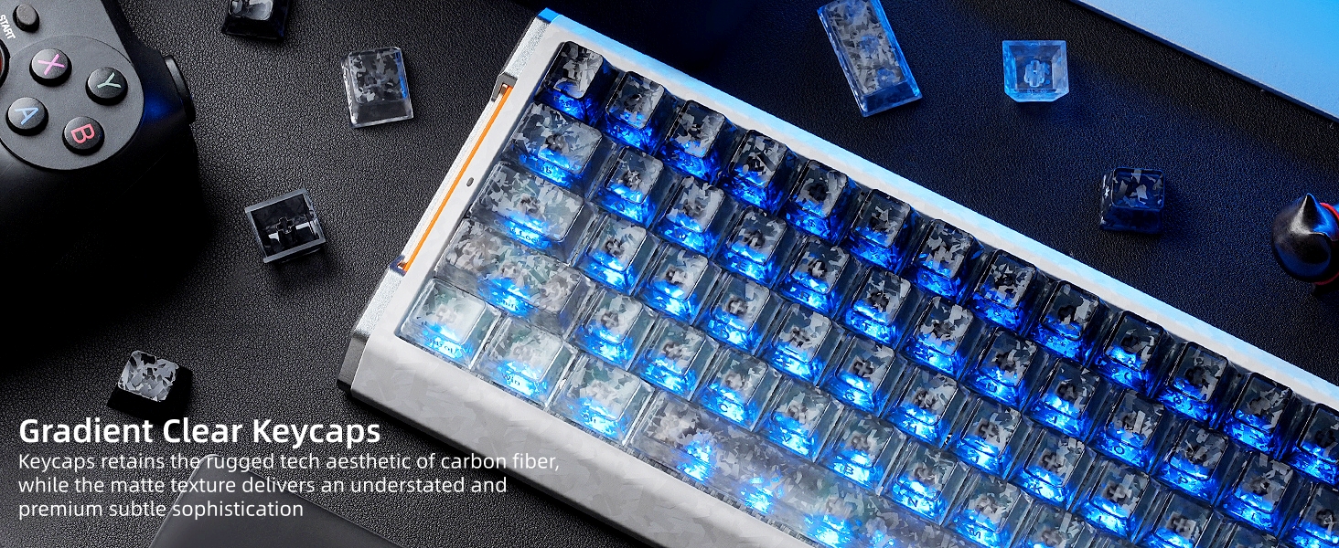 Clear Jelly Keycaps, Translucent Keycaps Set Gradient Grey Keycaps 120 Keys Custom Keycaps