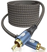 EMK Subwoofer Cable RCA to RCA Audio Cable 24K Gold-Plated Nylon Braided Double Shielded Digital ...