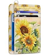 Yonlevres Credit Card Holder Slim Wallet, Sunflower RFID Wallet Women Front Pocket Small Card Hol...