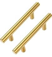 Estmoon 30 Pack Brushed Brass Cabinet Handles Gold 3 Inch Hole Center Cabinet Pulls Stainless Ste...
