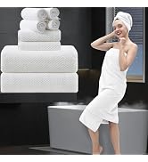 8 Piece Bathroom Towel Set White |2 Oversized Large Bath Towels Sheet,2 Hand Towels and 4 Washclo...