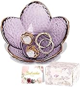 Purple Flower Jewelry Dish Glass Ring Holder Dish Jewelry Tray Cute Vanity Organizer Aesthetic Ni...