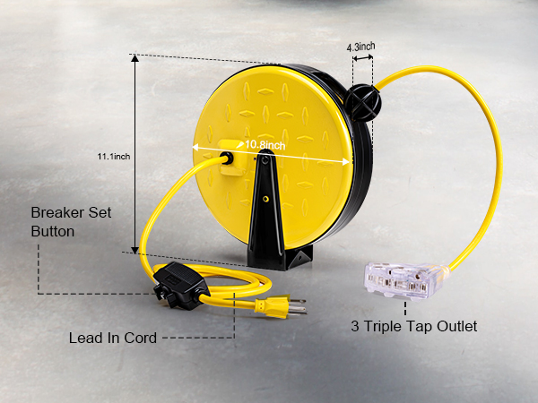 S+30FT-M2-LEPENEL Retractable Extension Cord Reel