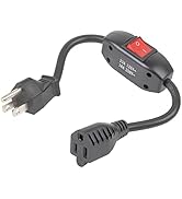 Inline On/Off Switch Extension Cord, 3-Prong Household Switchable Power Cord, Heavy Duty 23A 125V...