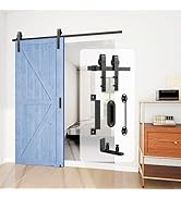 Arti-Life Barn Door Hardware Kit 6FT Heavy Duty Sliding Door Track Kit with Floor Guide and 2 Han...