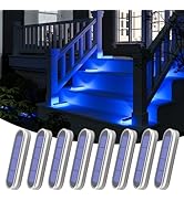 YiLaie Blue Solar Lights for Outside Auto ON/Off, Small Stick on Solar Strip Lights Outdoor Water...