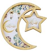 Krismax Ramadan Decorations for Home 2025 Ramadan Tray Eid Tray Ramadan Kareen Moon Star Tray Hom...