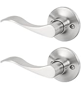 RAFECIEE Dummy Door Handles, Interior Closet Door Handle, Door Levers Wave Style Satin Nickel, 2 ...