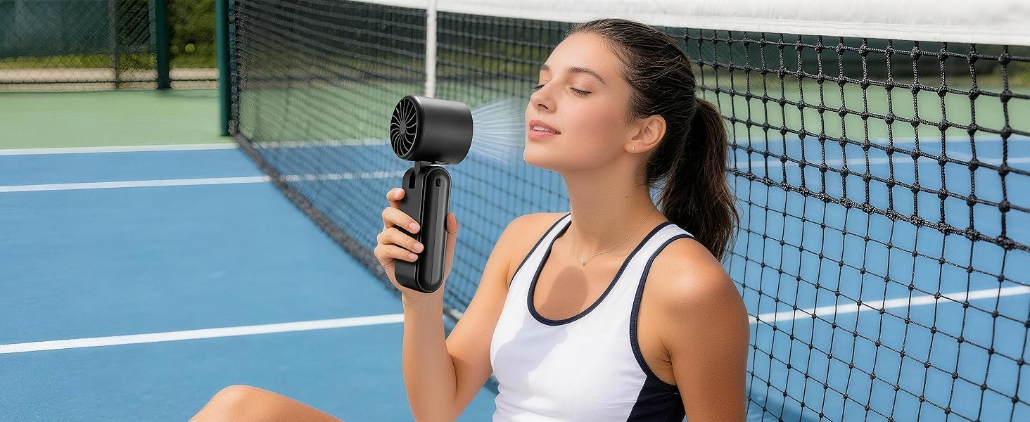 Turbo handheld cooling fan with ice-cold air flow