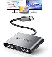 avedio links USB C to Dual HDMI Adapter, Type C to HDMI Splitter for Dual Monitors Extended Displ...