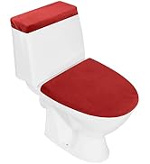 Stretch Velvet Toilet Lid Cover and Toilet Tank Lid Cover, Bathroom Super Soft Velvet Toilet Seat...