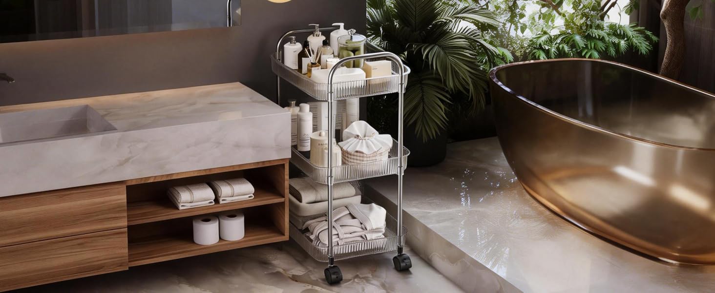 STARLATTA 3 Tier Rolling Cart with Lockable Wheels