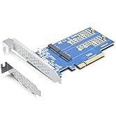 10Gtek 2-Port M.2 NVMe Adapter M-Key, PCIe X8 Gen3. Requires Motherboard BIOS Support for Bifurca...