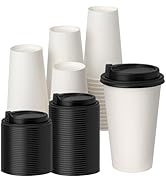 YEEHAW 100 Pack 16 oz Disposable Coffee Cups with Lids, Heat &amp; Leak-proof Paper Cups, to Go Coffe...