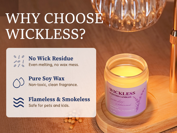 wickless candle warmer lamp soy wax scented non toxic vanilla sandalwood lavender cedarwood