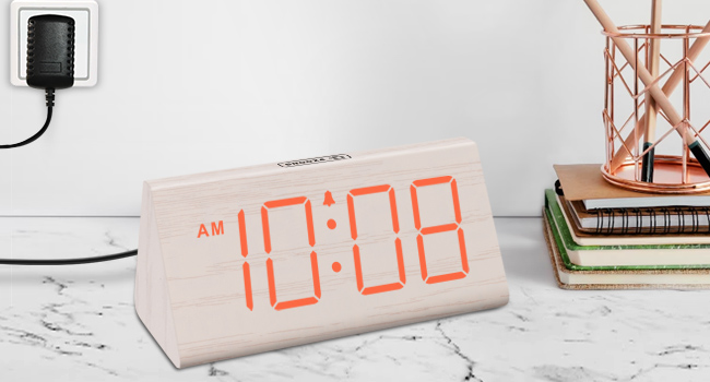 rgb wooden alarm clock