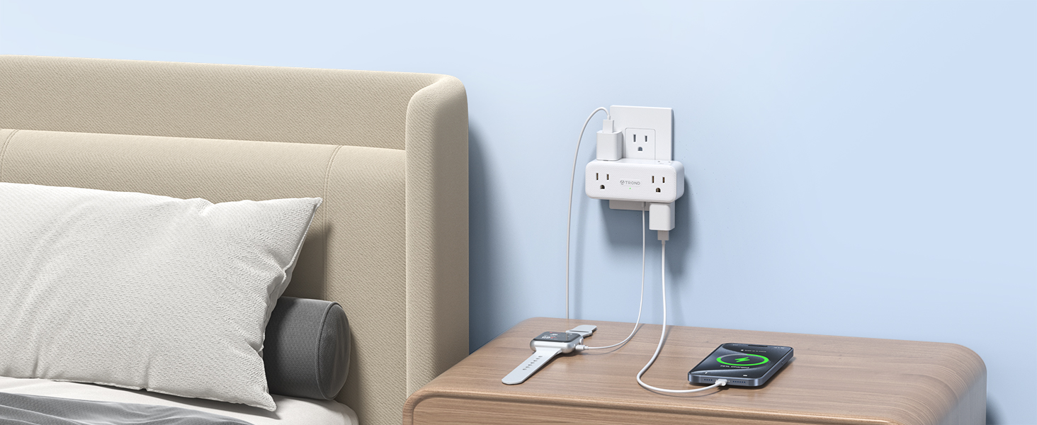 multi outlet wall plug for bedroom hotel