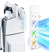 PS5 Slim Cooling Fan for PS5 Slim Digital/Discs Edition with 3 Fans/2 USB Port,Dual PS5 Controlle...