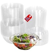 Mr Miracle 50 Piece Plastic Clear Salad Bowl | 24 Ounce | Snap-On Lids | Lunch, Meal Prep, Partie...
