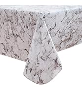 Heavy Duty Vinyl Tablecloth with Flannel Backing Waterproof Oil-Proof PVC Table Cloth Stain-Resis...