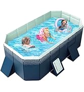 Foldable Swimming Pool with Sturdy Square Design Large 83" L 55" W 22" D Portable Kids &amp; Pet Bath...