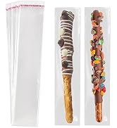 100 Pcs Self Sealing Cellophane Bags: 2x10 Inches Clear Pretzel Rod Resealable Pretzels Individua...