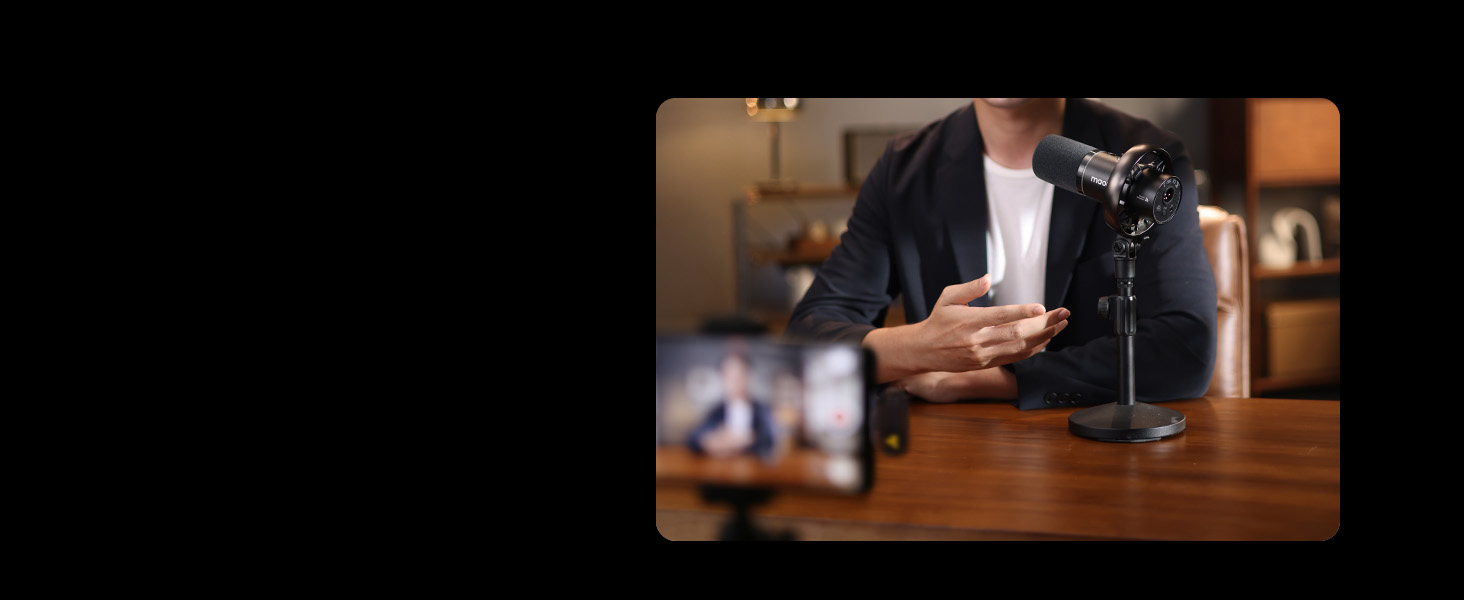 MAONO Wireless Dynamic Microphone for PC, XLR/USB Podcast Mic for Vocal Recording(PD200W)