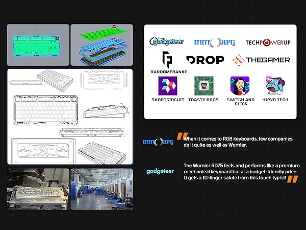 Wireless Gaming Keyboard Black Knob, 75% Aluminum Mechanical Keyboard QMK/VIA