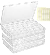 MERATIA 3 Pcs 36 Large Grids Clear Plastic Organizer Box with Adjustable Dividers Craft Organizer...