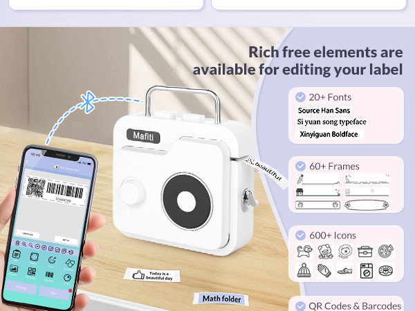Label maker machine with tape