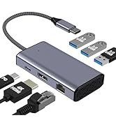 USB C to Ethernet Adapter, 6-in-1 USB to HDMI Dock for iPhone 16 Pro/Pro Max, Chromebook, Dell XP...