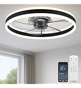 Fszdorj 23.6'' Ceiling Fan with Light, Upgraded Low Profile Fan, Flush Mount Ceiling Fan, 6 Speed...