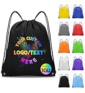 Grneric Custom Drawstring Backpacks Bulk 100 Pack, Drawstring String Bags Personalized Cinch Back...