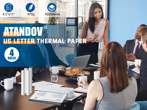 Thermal Printer Paper 8.5&amp;#39;&amp;#39;x11&amp;#39;&amp;#39; US Letter Size, 4 Rolls BPA free Quick-Dry Thermal Printer Paper