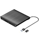 ROOFULL External CD DVD Drive for Laptop, USB 3.0 Type-C Portable CD/DVD Player Burner Reader Wri...