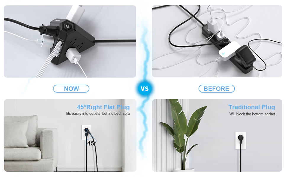 NVEESHOX Surge protector with usb ports