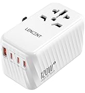 LENCENT International Travel Adapter, 120W GaN Universal Fast Charger with 3 PD3.0 Type C+1 QC US...