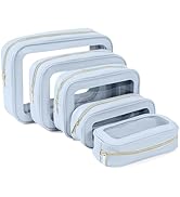 YOPCDJ 5PCS Clear Toiletry Bag,TSA Approved Travel Makeup Pouch with Zipper for Cosmetics and Toi...